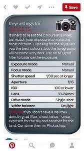 Tips Key Settings For Sunsets Photography Lessons Manual Photography Photography Basics