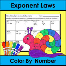 Color By Number Snail Exponent Laws By Try Angle Math Tpt Exponent Laws Exponents Angles Math