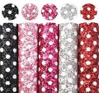 Chunky Glitter Faux Leather 5 x A5 Sheets Bundle - Polka Dots