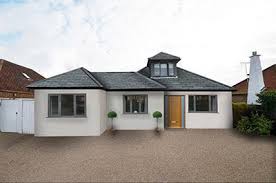 Image Result For Bungalow Roof Extension Eaves Layout Rendered Houses Modern Bungalow Exterior Bungalow Exterior
