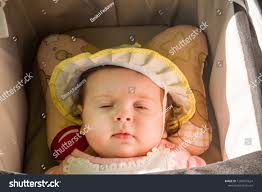 Little Baby Stroller Sleeping Girl Hat Stock Photo 1204951624