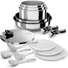 backen 199915 set de poeles et casseroles inox 15 pieces tous feux dont induction casserole inox ustensile cuisine inox
