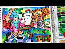 Tema Guru Mengajar Di Sekolah Cara Menggambar Dan Mewarnai Gradasi Warna Oil Pastel Crayon Youtube Doodle Kartun Gambar