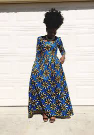 African Ankara Maxi Long Sleeve Dress Ankara Print Idees Vestimentaires Robe Manche Longue Mode Africaine