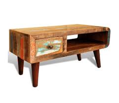 For kitchen dining bedroom living room fits. Vidaxl Coffee Table With Curved Edge 1 Drawer Reclaimed Wood Vidaxl Com