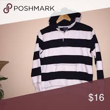 Black And White Striped Zip Up Hoodie Polo By Ralph Lauren Hoodie Ralph Lauren Hoodie Hoodies Polo Pullover