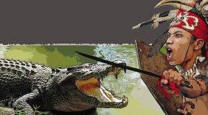 Buaya pemangsa manusia menurut lagenda cerita dayak di sarawak ,seorang manusia telah di sumpah menjadi binatang. Kisah Bujang Senang Indet Sanabong Yang Mematikan Buaya Dengan Sekali Tampar Soscili