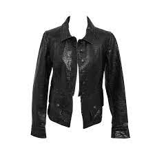 Chanel Rare Croc Embossed Vegan Leather Jacket As Seen On Runway 1stdibs Com Leather Jacket Vegan Leather Jacket Fashion