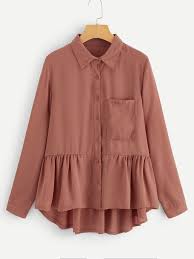 Blouse wanita murah hadir di toko online zalora indonesia. Plus Ruffle Hem Solid Blouse Baju Atasan Wanita Model Baju Wanita Desain Blus