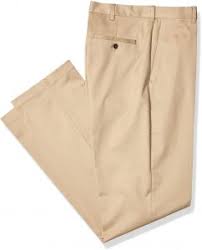 Haggar Mens Premium No Iron Classic Fit Expandable Waist Flat Front Pant Khaki 42wx30l