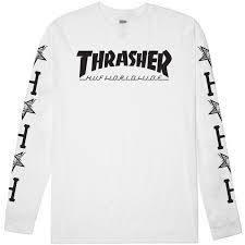 Black And White Long Sleeve T Shirt Huf Huf X Thrasher White Long Sleeve Tee 34 Liked On Polyvore Featuring Tops T Shirts White Wh White Long Sleeve Tee Long Sleeve Tees White Long Sleeve
