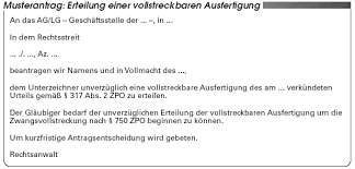 Zum einen muss der vollstreckungsgläubiger hierfür die vollstreckbare ausfertigung beantragen, da die zustellung von urteilen in einfacher . Vollstreckbare Ausfertigung Mit Zustellungsvermerk Beantragen Muster Muss Ich Dass Dann Von Anwalt Zu Anwalt Zustellen Kitchen By Arabella
