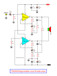 Tda2030 Bridge Amplifier Circuit Diagram With Pcb 35w Rms Eleccircuit Audio Amplifier Circuit Diagram Stereo Amplifier