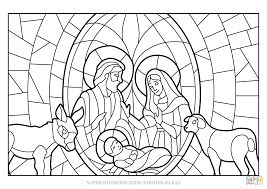 Christmas Nativity Scene Stained Glass Coloring Page Free Printable Coloring Pag Nativity Coloring Pages Printable Christmas Coloring Pages Nativity Coloring