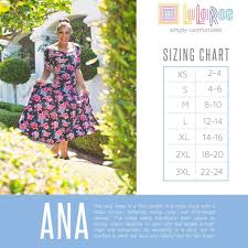 Lularoe Ana Dress Sizing Chart In 2019 Lularoe Sizing