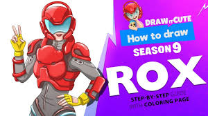 Pickaxe skins are among the rewards available in the battle pass. How To Draw Rox Fortnite Season 9 Step By Step Drawing Tutorial With Coloring Page Draw It Cute