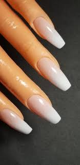 Pink And White Ombre Airbrushing Long Coffin Press On Nails Jingle Nail French ombre nails like these will suit anyone and any nail shape and length.