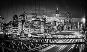 Komar nyc black and white wall mural, gray the empire state building rises against the new york city skyline at the center of this impressive black and white mural. Black And White Bridge View Of New York City Wallpaper Mural