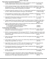 Solved Lesson 2 Gas Laws Gay Lussac S Law Practice Questions 1 If A Gas Originally At A Pressure Of 750 0 Mmhg Is Cooled From 323 0k To 273 15k Course Hero