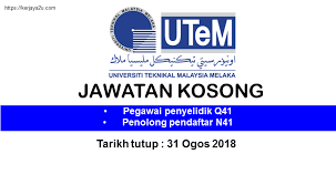 Jawatan kosong lembaga getah malaysia februari 2018. Kerja Kosong Terkini Di Universiti Teknikal Malaysia Melaka Kerjaya2u Com