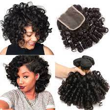 2021 3 Hair Bundles With Closure Bouncy Curly Human Hair Weave Bundles With Closure Funmi Peruvian Hair Bundles With Closure Non Remy 1b From Rarehair1 98 18 Peruvian Hair Bundles Weave Hairstyles Curly Weave Hairstyles