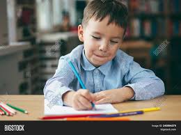 Download 3,797 homework coloring stock illustrations, vectors & clipart for free or amazingly low rates! Cute Smiling Boy Doing Image Photo Free Trial Bigstock