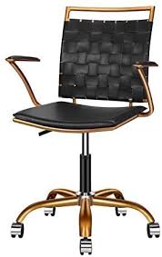 Think a classic black leather desk chair behind a wood desk. Amazon Com Luxmod Home Office Chairs Ergonomic Vegan Leather Swivel Chair Black Office Chair Reception Chair Black And Gold Desk Chair Ergonomic Desk Chair For Extra Back Lumbar Support Black Gold Kitchen