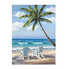 Beach Chairs By The Water Shimmer Stitch Diamond Painting Kit Beach Painting Beach Landscape Beach Scenes
