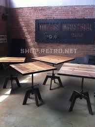 Adjustable Height Is A Great Idea Vintage Industrial Cafe Table Adjustable Restaurant Dining Table Via Etsy Industrial Cafe Cafe Tables Cafe Furniture