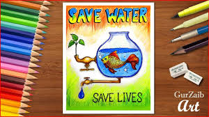 How To Draw Save Water Poster Chart For School Students