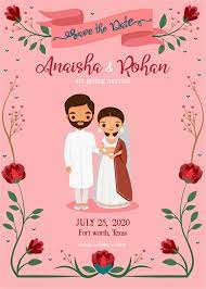 Cute Indian Wedding Invitation Card Template Indian Wedding Invitation Cards Indian Wedding Invitation Card Design Wedding Card Design Indian