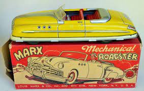 1948 Marx Roadster D 6581 Car Tin Lithographed Mechanical Wind Up Toy With Box Marx Tin Lithograph Vintage Toys Wind Up Toys