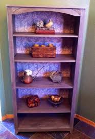 Laminate Bookshelf Makeover Using Paint And Wallpaper This Was A Blonde Color Laminate Before I F Handmade Bookshelves Bookshelf Makeover Exterior Gray Paint