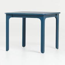 The size of the dining table is: Brady Midnight Blue Square Play Table Crate And Barrel