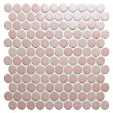 Blue floral round ceramic mosaic indoor or outdoor tiles pebble delft. Yoga Penny Porcelain Blush Tiles Ca Pietra
