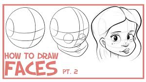 Step 1 draw round shape for the face and give the outlines as shown. How To Draw Faces Front View Cartooning 101 1 Youtube