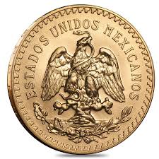 Morelos facing forward with denomination at left, date at right, and silver purity and weight below. 50 Pesos Mexican Gold Coin Random Year Bullion Exchanges