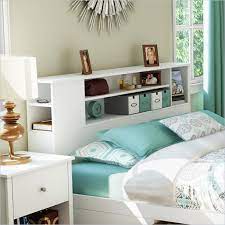 Add storage space to your bedroom with the. South Shore Breakwater Full Queen Bookcase Headboard In White Headboard With Shelves Bookcase Headboard Bookshelf Headboard