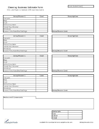 Cleaning Business Estimate Form Excel Spreadsheet Cleaning Business Foreclosure Cleaning Commercial Cleaning