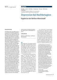 Die ursachen für eine depression sind bis heute noch nicht genau geklärt. Pdf Pravalenz Von Depressionen Im Alter Die Berliner Alterstudie Base