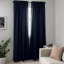 Majgull Blackout Curtains 1 Pair Dark Blue Ikea Dark Curtains Dark Blue Curtains Block Out Curtains