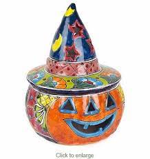Talavera Jack O Lantern Pumpkin With Witch Hat Talavera Witch Hat Pumpkin Pottery