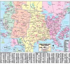 United States Area Code And Time Zone Wall Map America