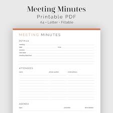 Meeting Minutes Fillable Business Planner Meeting Etsy Meeting Notes Printable Meeting Notes Meeting Notes Template