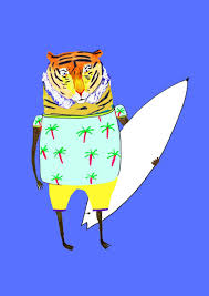 Tiger Surfer By Illustrator Ashley Percival Tiger Animal Art Nature Illustration Illustrator Artist Drawing Design Surf Surfboard Surfing Grafico