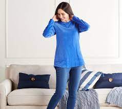 Shop 26 top tunic active and earn cash back all in one place. Denim Co Active Regular Velour Tunic Qvc Com