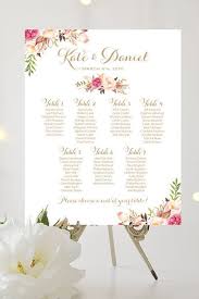 Wedding Seating Chart By Table Various Sizes Vintage