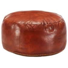 festnight sitzpouf pouf sitzwufel leder hocker dekohocker sitzpuff fur wohnzimmer schlafzimmer hellbraun rund 60 x 30 cm echtes zieg leder sitzpuff hocker