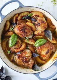 One Pot Chicken Recipe One Pot Peach Basil Chicken Recipe Entree Recipes Chicken Recipes Easy Dinner Recipes