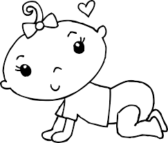 Black And White Children Clipart Baby Girl Coloring Page 2 Png 5 400 4 598 Pixels Baby Girl Clipart Cute Baby Girl Crawling Baby